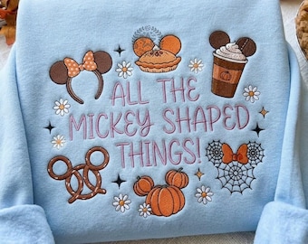 Embroidered Halloween Vintage Mouse Sweatshirt, Magical Land Coquette Shirt, Magical Kingdom Fall Autumn Crewneck, Autumn Gift