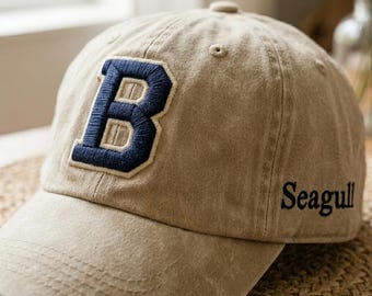 Broderad basebollkeps med eget namn, personlig pappahatt, broderad puffhatt med initialer, familjegåva