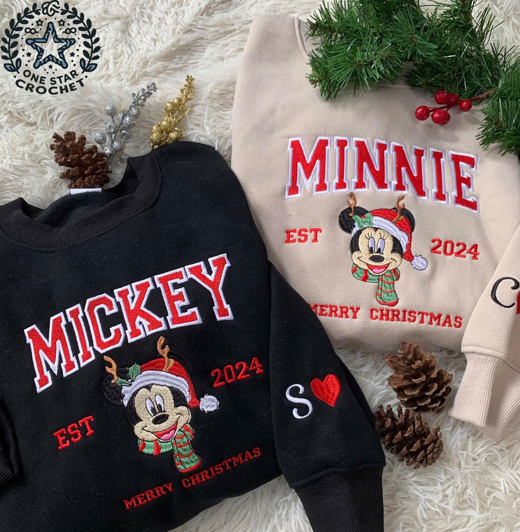 Minnie Mouse Micky Maus Partner Pullover Micky Maus Weihnachtspullover  Damen Minnie Mouse Sweatshirt Mickey, image size:1800x1843