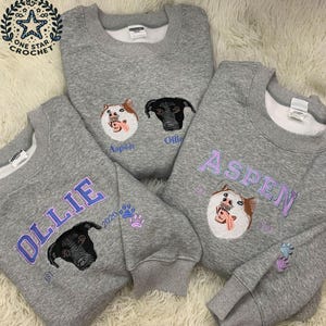 Custom Pet Embroidered Sweatshirt, Custom Pet shirt, Embroidered Pet Hoodie, Personalized Pet Face and Pet name Sweatshirt, Christmas Gift