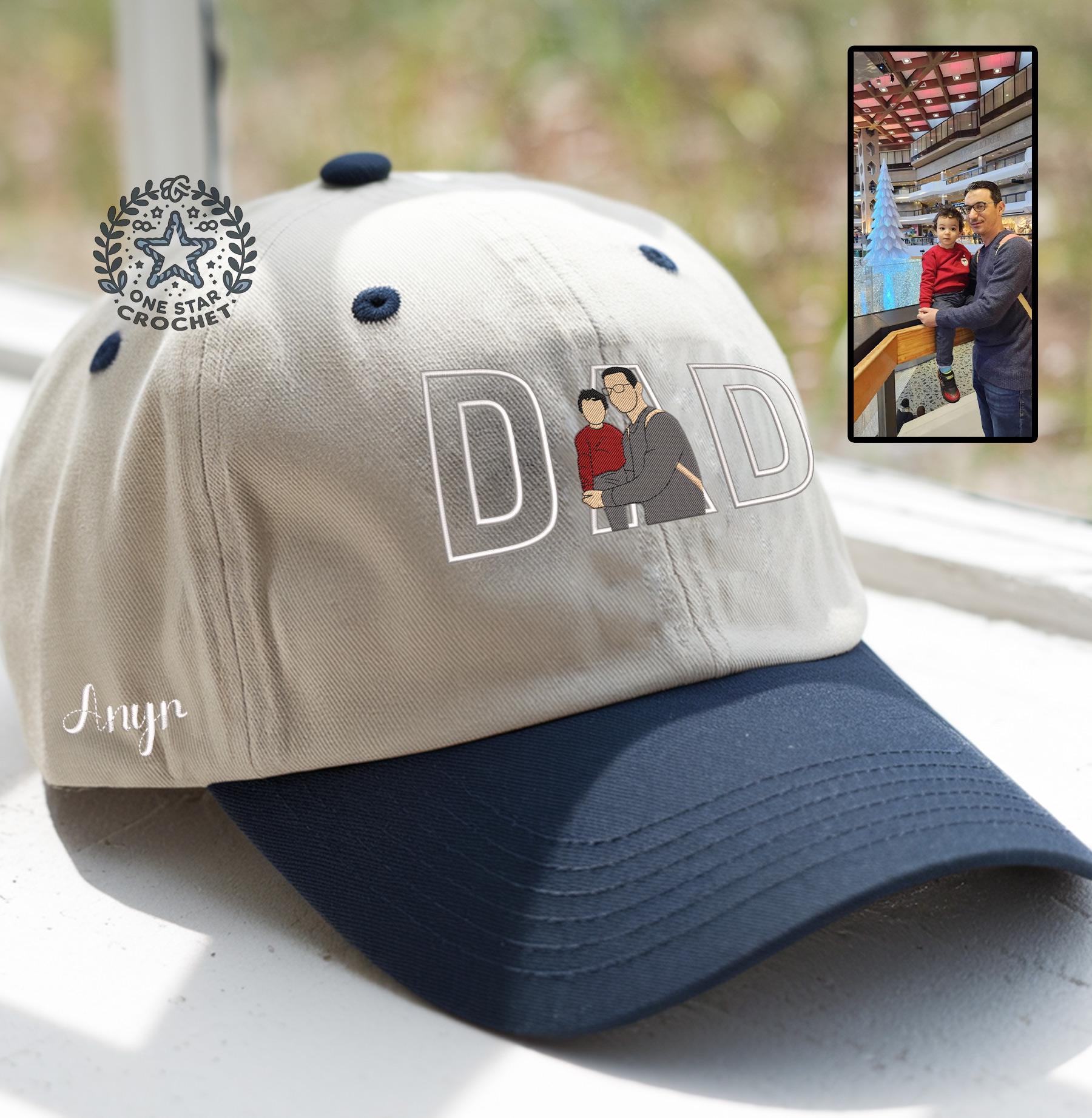 Custom Portrait Embroidered Dad Hat Using Photo - Personalized Dad Cap - Custom Dad Photo Hat - Custom Family Portrait - Gift for Father
