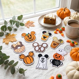 Halloween Mouse Ghost Embroidered Patch, Magical Land Snacks Iron On Patches for Jackets Hats, Coquette Bow Pumpkin Badge, Movie Fan Gift