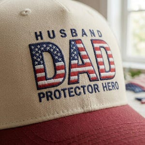 Broderad patriotisk pappahatt, pappaamerikansk keps, fars dag-present till pappa, 4 juli-pappahatt, present till honom, 250-årsjubileums-USA-pappahatt