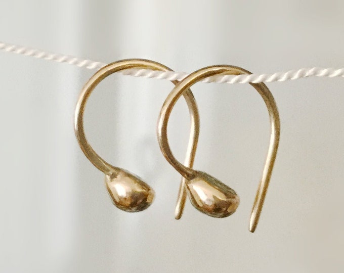 Handcrafted Organic Solid 14k Yellow Gold Little Nugget Earrings for Women, Small Earrings, Simple 14k Earrings, Handmade Jewlery, Gift