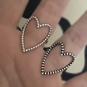 Heart Ring, Sterling Silver Heart Ring, Large Heart Ring, Textured Heart Ring, Boho style, Jewelry for Her, Silver Heart Ring for Women,