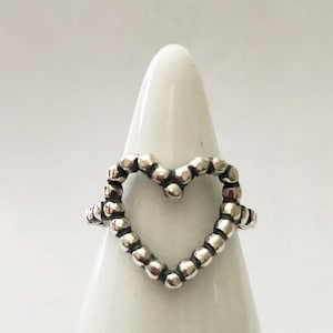 Sterling Silver Heart Ring: Rustic Open Heart Boho Jewelry