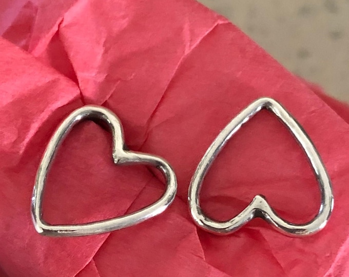 Handcrafted Sterling Silver Heart Stud Earrings