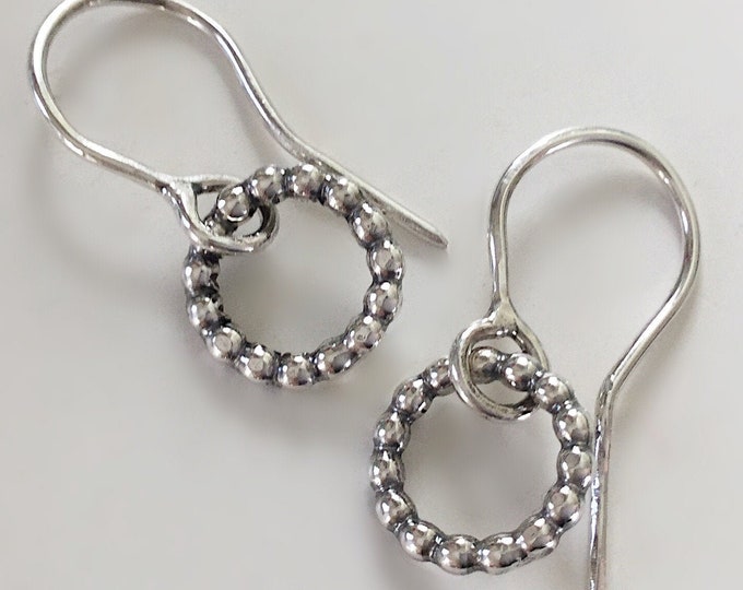 Great Little Handcrafted Sterling Silver Pebbled Circle Earrings