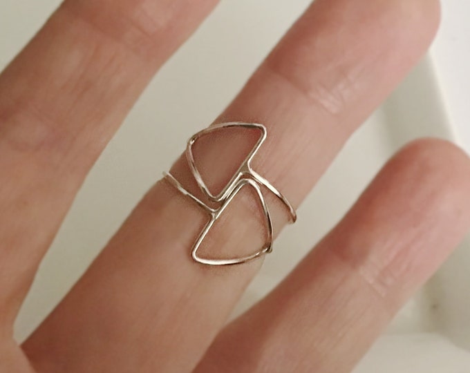 Sterling Silver Minimal Geometrical Triangle Ring, 18 Gauge, All Sizes