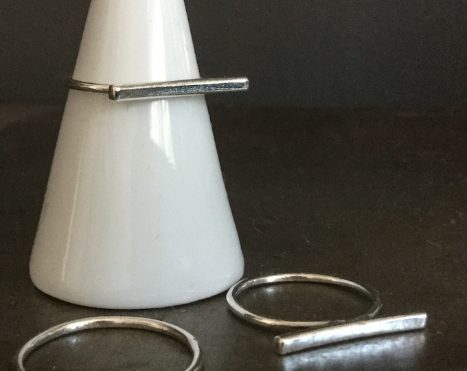 Handcrafted Sterling Silver Horizontal Bar Ring, All Sizes, Minimal Ring, Bar Ring, Silver rings, Rings for Women,Unique Rings, Gift for Her