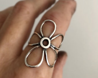 Flower Ring, Custom Sized Ring, Silver Flower Ring, Handmade Rings Silver, Flower Ring for Women, Lace Flower Ring, All Sizes