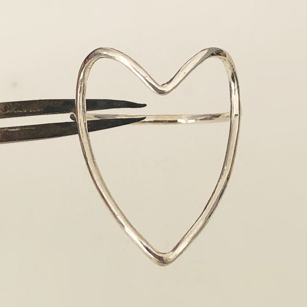 Heart Ring, Large Sterling Silver Open Heart Ring for Women, All Sizes, 16 Gauge open Heart Ring for Girls in Silver