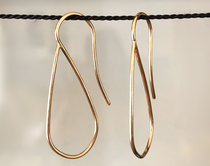 Unique Drop Hoop Earrings, 14k Yellow Gold Filled, Sterling Silver Threader Drop Hoop Earring for Women, Gift for Her, Minimal Jewelry