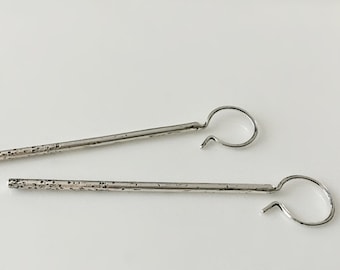Textured Sterling Silver Bar Earrings: Artisan Minimalist Jewelry