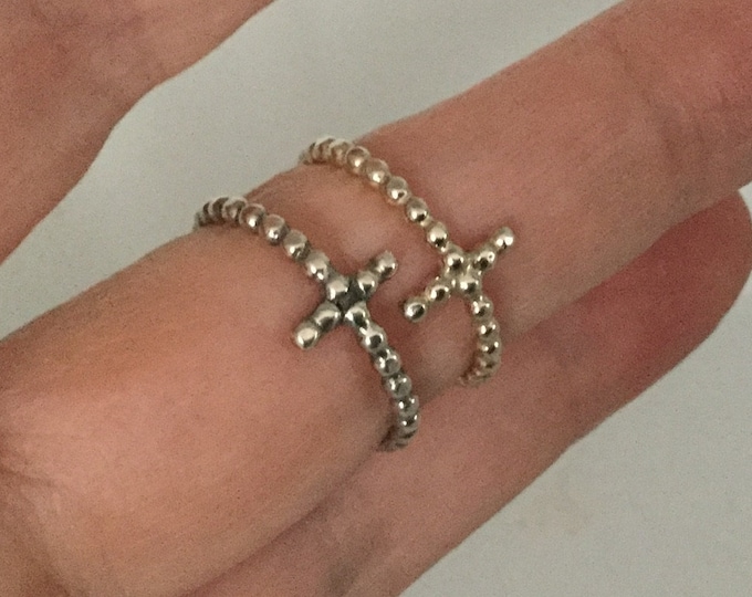 Handcrafted Sterling Silver Minimal Cross Ring, All Sizes