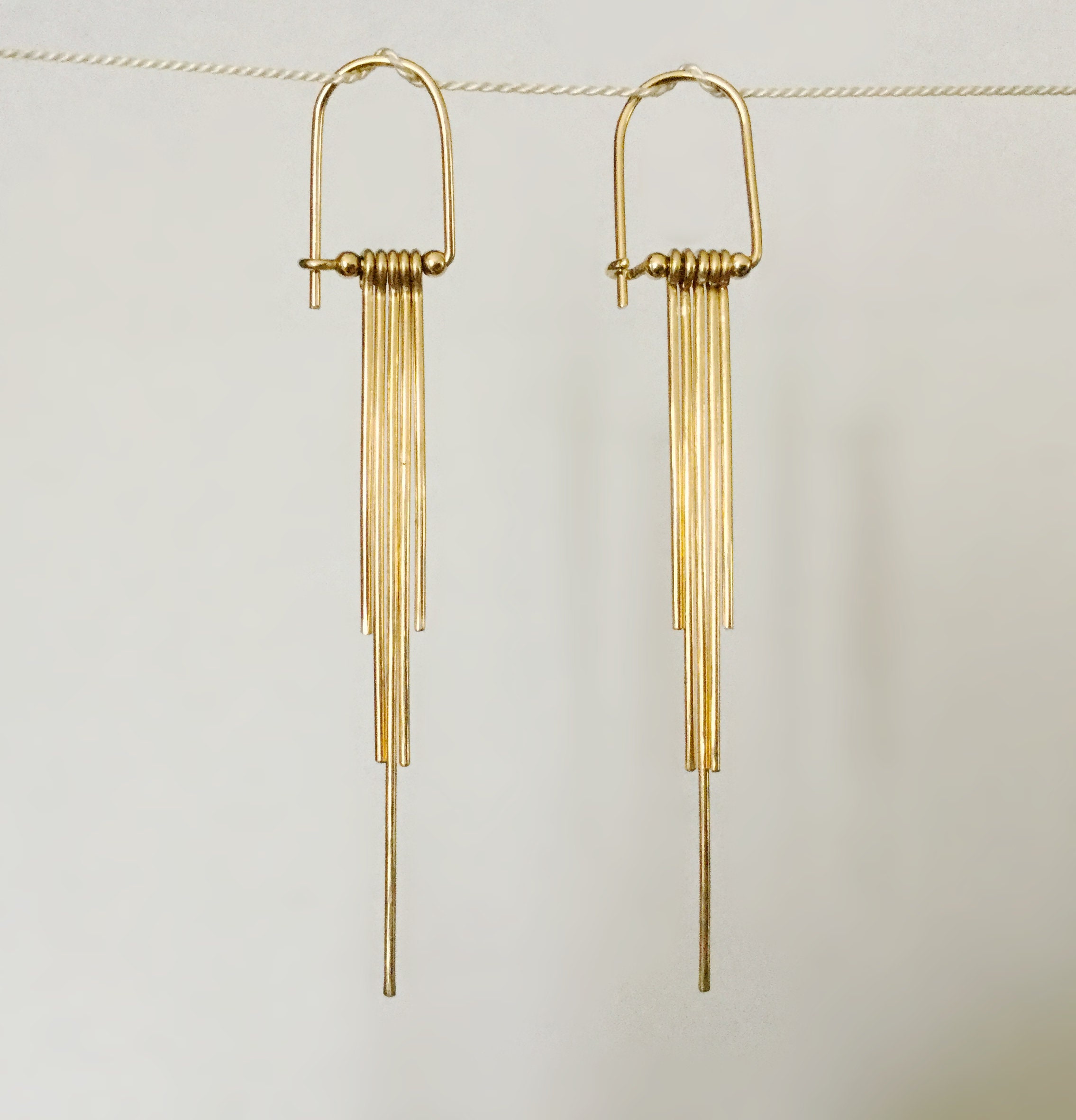 Long 14k Gold Filled/ Sterling Silver Tassel Earrings for Women