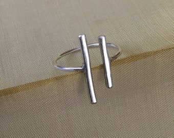 Delicate Sterling Silver Double Bar Ring