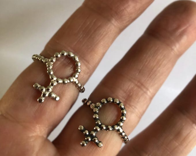 Circle Ring for Women, Feminist Ring for Girls, Handmade Rings, Boho Jewelry, Silver Statement Ring, Gift for Women, Female Symbol Ring,