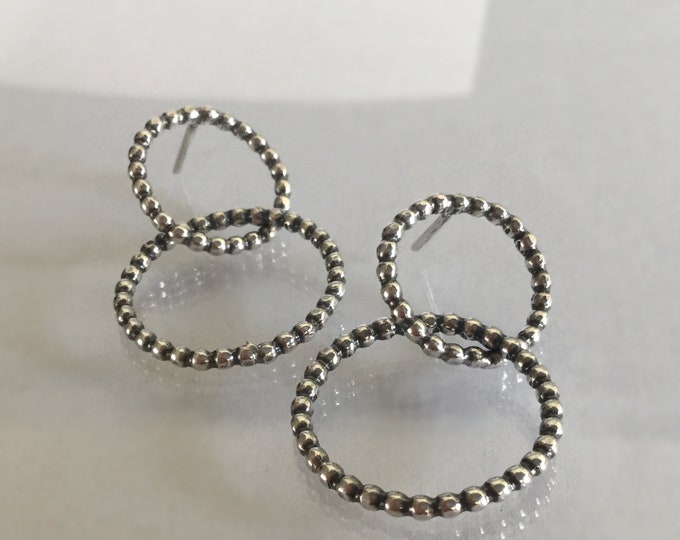 Pebbled Sterling Silver Double Hoop Earrings