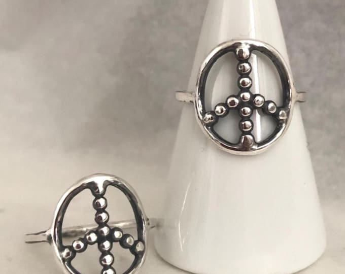 Peace Ring, Sterling Silver Ring, Peace Sign Ring, Unique Jewelry, Custom Rings for Women, All Sizes, Handmade Jewelry, Gift for Her