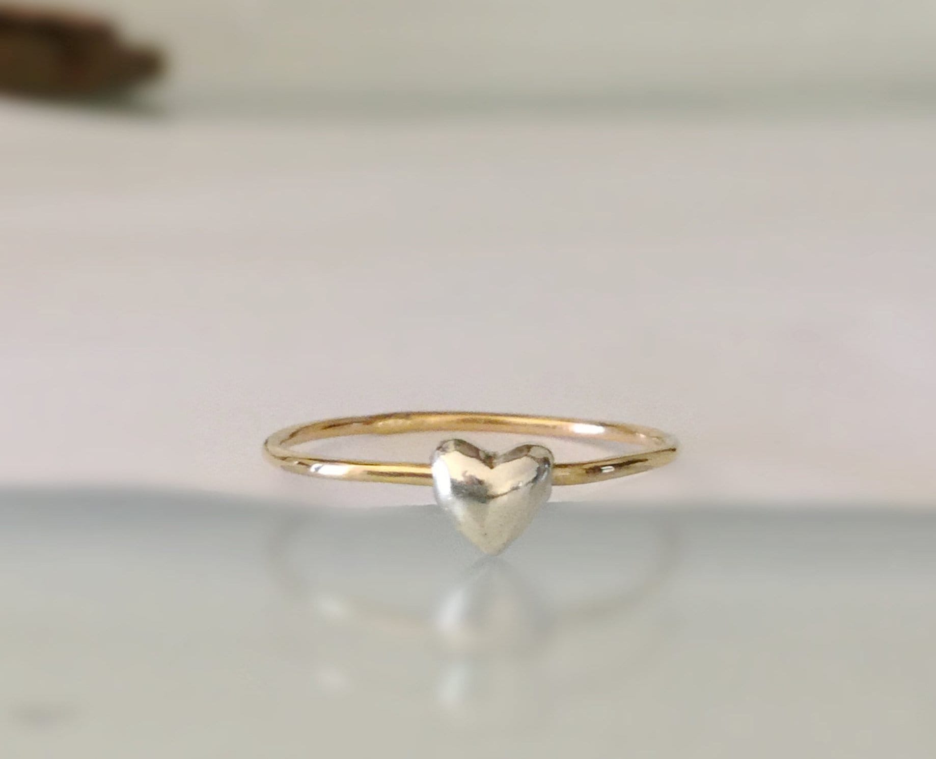 14k Yellow Gold Filled Skinny Ring Band with/ without Tiny Sterling ...
