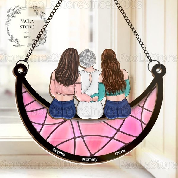 Personalized Mothers Day Suncatcher Ornament, Mother And Daughter Suncatcher, Custom Name Suncatcher, Family Window Hangings, Gift For Mom