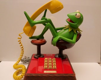 Used: 1983 Kermit The Frog Phone Push Button Telephone