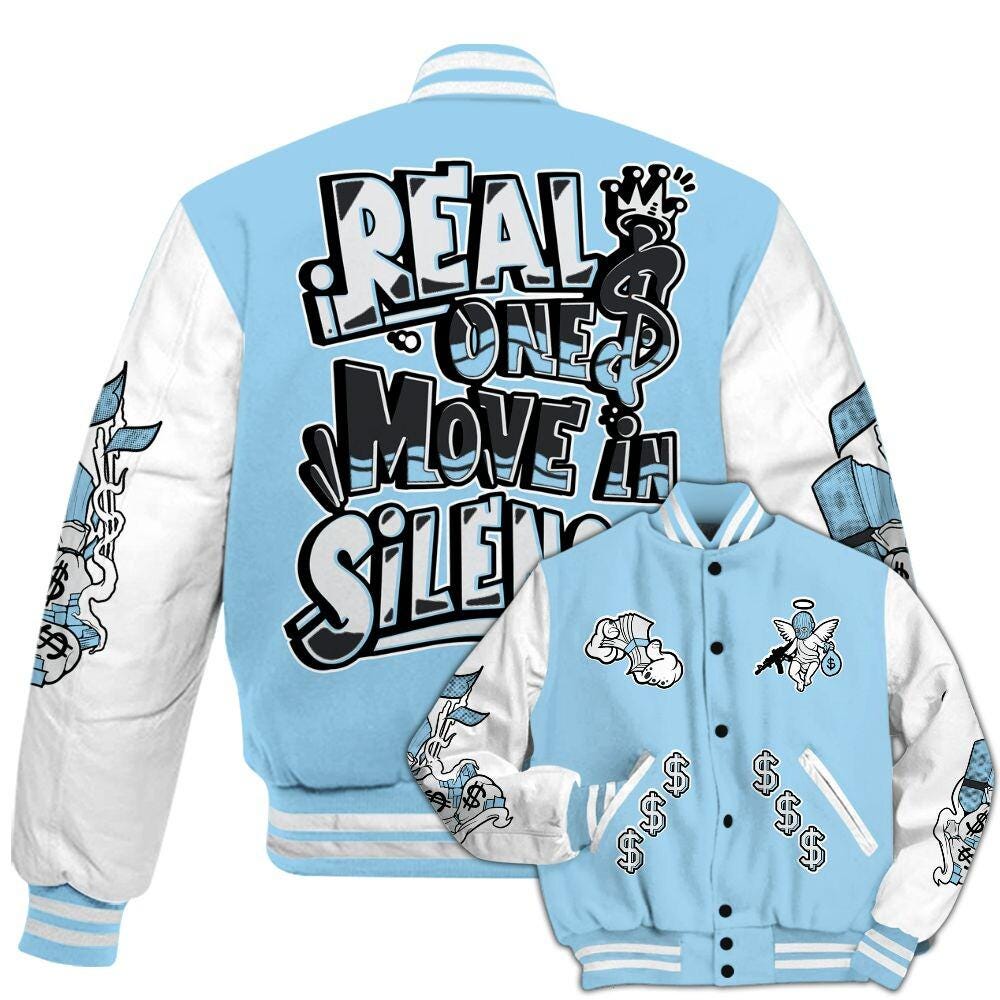 Discover Legend Blue 11s Baseball Jacket - Move In Silence Graphic