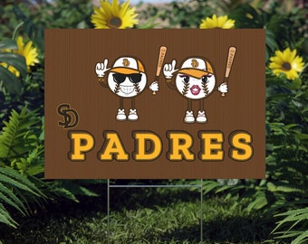 San Diego Padres Lawn Sign, SD Padres Baseball Mascot Banner, San Diego Game Day Gift, Yard Sign San Diego Padres Party Sign Custom Mascots
