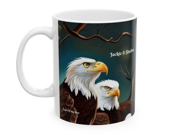 Jackie And Shadow Bald Eagles, Jackie and Shadow Mug, Bald Eagles of Big Bear Lake, FOBBV inspired California Condor, Aguila, Eagle Gift