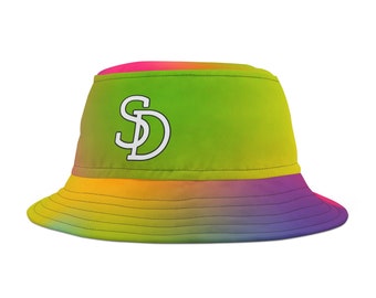 San Diego Hat, SD Bucket Hat, Colorful Bucket Hat, Music Festival Hat, Lightweight Summer Bucket Hat, Gift for Him, Party Hat, Beach Unisex