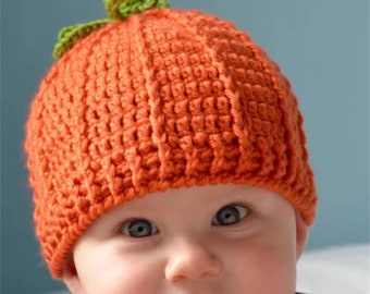 Bonnet d'enfant en laine fait main au crochet pour citrouille