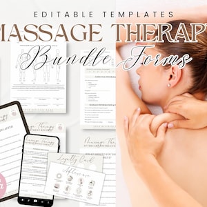 Professional Massage Consent Consultation Bundle Forms, Editable Massage Therapy Client Intake SOAP Notes Record Printable Customizable