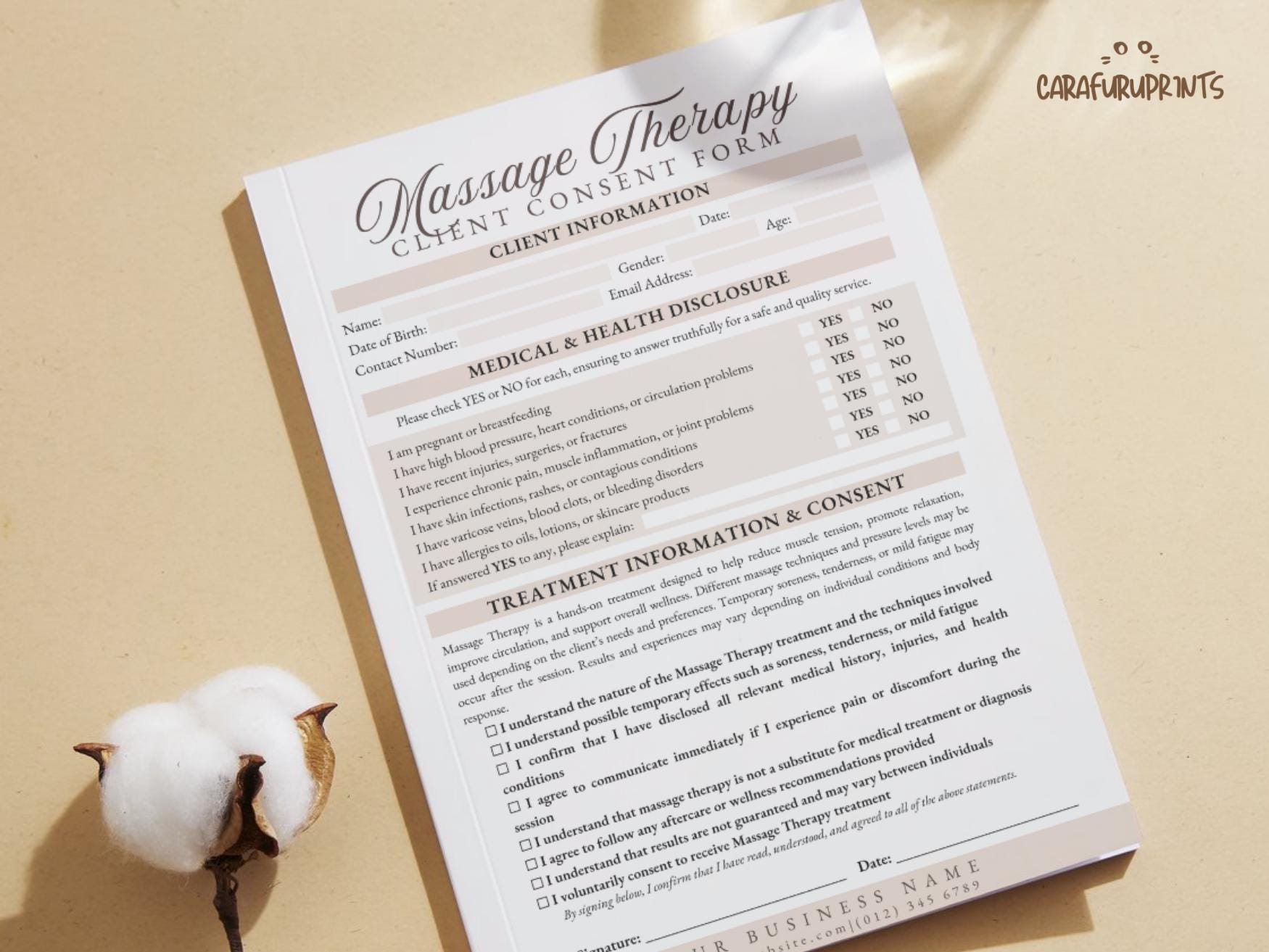 Message Paperwork Editable Massage Therapy Consent Consultation Bundle Forms, Editable ...