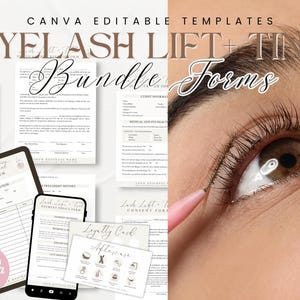 Bearbeitbare Wimpern anheben und färben Formen, Professionelle Beratung zur Zustimmung des Kunden für Wimpern Techniker Digitaler Download