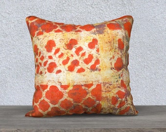 Orange Grunge Art Pillow, couch pillow, couch cushion cover, pillow covers, pillow covers 18x18, Velvet couch pillow, velvet couch cushion