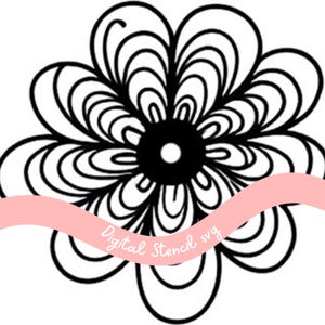 Funky Flower Stencil Digital Download SVG Jpg for Cricut Silhouette stencil for Gelli Art Mixed Media digital stencil svg for gel printing