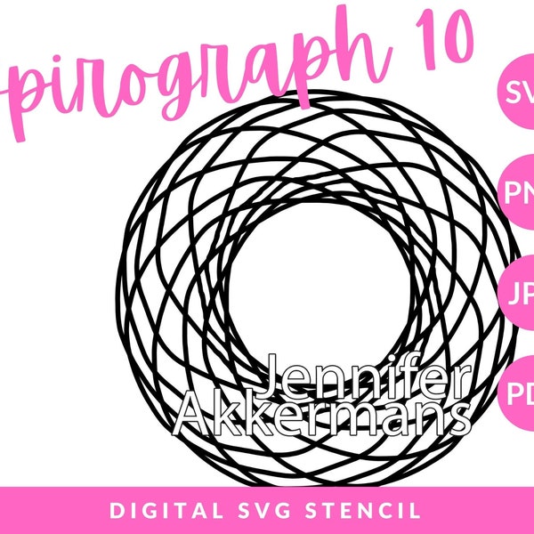 Spirograph Maske Spirograph Stencil 10 - Digitale Schablone, SVG-Schnittdatei für Cricut, Silhouette, PNG, JPG, Pdf, Gel-Druckschablone