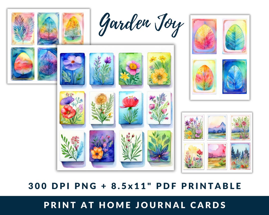 Journal Fodder Bright Watercolor Floral Journal Card Printable Junk Journal Ephemera ...