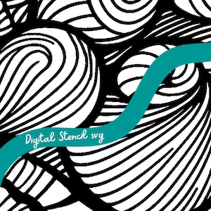 Whorls Pattern Stencil Bold Full-Page Pattern Stencil Download– SVG Stencil Mask for Mixed Media, Crafting & Gelli Art, gel printing stencil