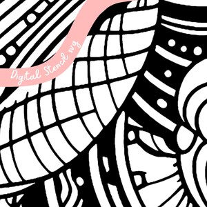 Decorative Pattern Stencil: Gel Printing, Mixed Media Art (SVG, PNG, JPG Digital Download)