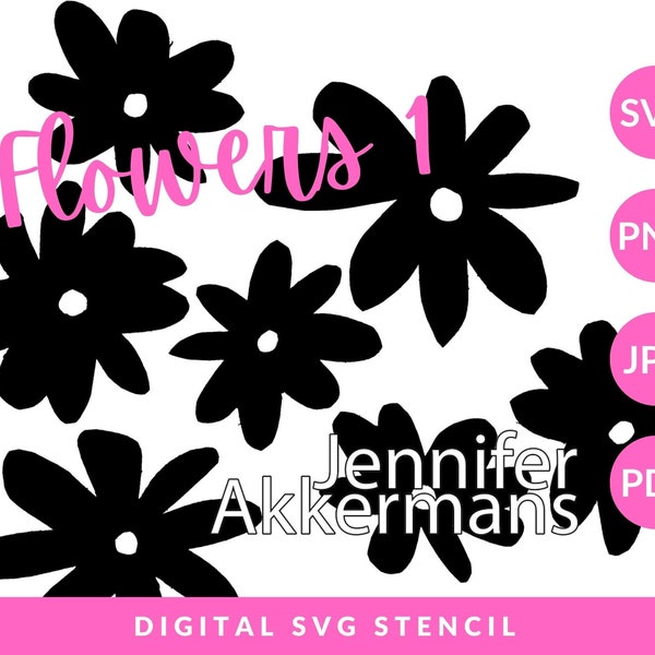 Flower Mask Flower Stencils - Digital Stencil, SVG cut file for cricut, silhouette, png, jpg, pdf, Instant download, gel printing stencil