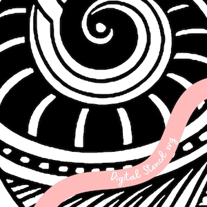 Spiral Shell Stencil Full-Page Decorative Pattern Stencil – Digital Mask for Gel Printing and mixed media art, svg for gel printing