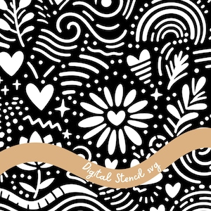 Notebook Doodles Pattern Stencil Full-Page Decorative Pattern Stencil – Digital Mask for Gel Printing and mixed media, svg for gel printing