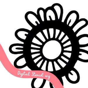 Floral Stencil Digital Download Funky Flower SVG Mask for Journaling Gel Printing stencil mixed media gel plate svg stencil cut file for gel