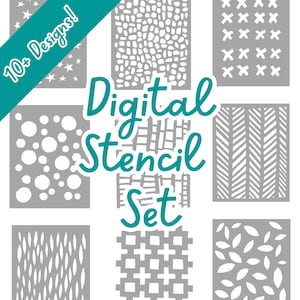 Pattern Stencils Set 1 - 10 Pattern Stencils Bundle - Digital Stencil bundle, SVG cut file for cricut, silhouette, gel printing stencil