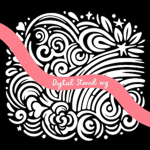 Kapow Pattern Stencil Large Decorative Pattern Stencil – Digital Mask for Gel Printing and mixed media art, svg for gel printing