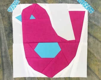 Patrón PDF de pájaro en piezas de papel de base