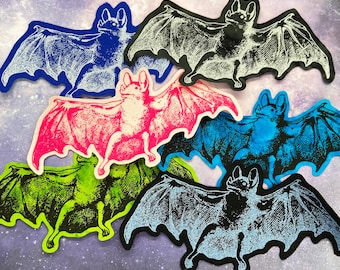 big bat - screenprinted iron on patch