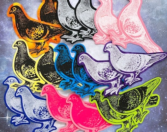 pair of pigeons - screenprinted iron on patch set
